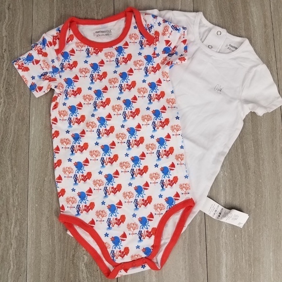 NEW Infant Boys 23m Set 2 Bodysuits and a bib set - Picture 4 of 8